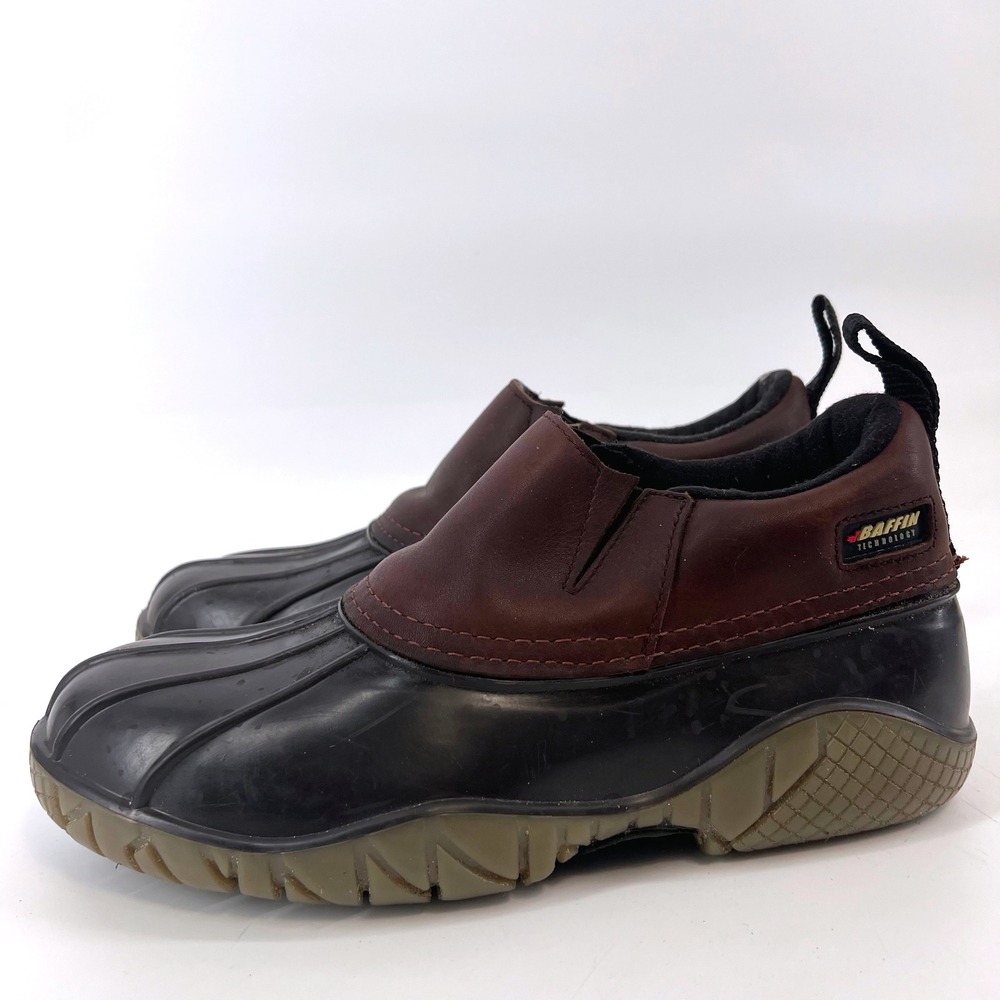 Baffin Technology Brown Leather Black Rubber Duck Shoes Womens 10 Mens 8 Canada